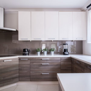 Modern and wooden cabinets