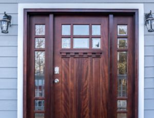 Classic maple color wood front door