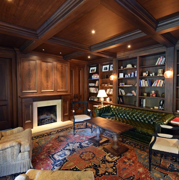 old style living room with wood features